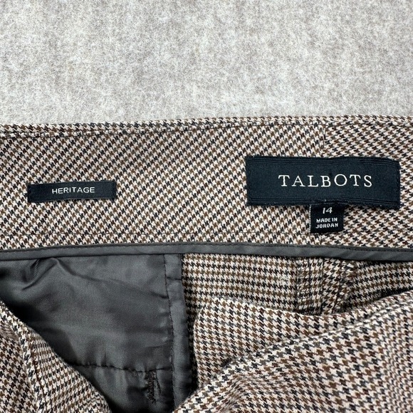 TALBOTS Womens Heritage Fit‎ Pants Micro Houndstooth Wool Blend Size 14 Academia - Picture 5 of 9